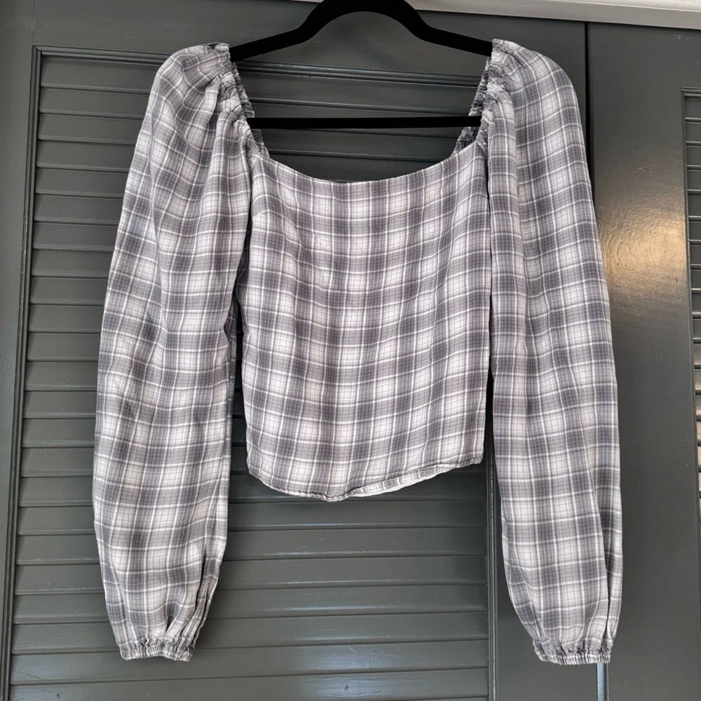 Abercrombie & Fitch Plaid Long Sleeve Top
